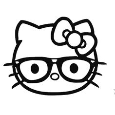 hello kitty with glasses coloring pictures print out