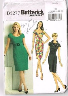 Flared Color Block Scalloped Hem Dress Butterick Sewing Pattern Sz 8 10 12 14 16