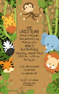 jungle birthday invitations