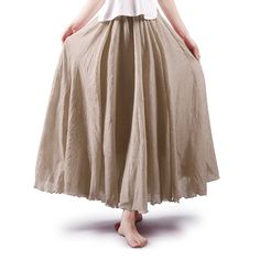 Eiffel Women S High Waist A Line Ankle Length Office Maxi Long Women S Clothing Skirts Full Circle Elastic Waist Band Cotton Long Maxi Skirt Dress Off White C9189zre8 Fashion Style Y