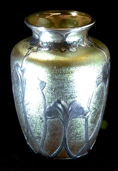 Antique Loetz Candia Silberiris Vase Bowl 1900 Bohemian Art Nouveau Jugendstil