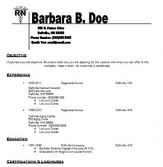 sample of registered nurse resumes