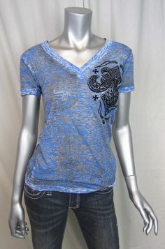 Affliction Silverstream Long Sleeve Fashion Graphic T-shirt Top for Women