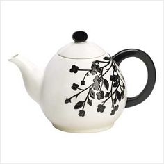 138 Best Teapot Images On Pinterest Tea Pots Time And The A Spray Of Jet Black Flowers Against Pure Snowy White Creates Striking Sight On This Tasteful Teapot