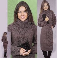 Очень теплое вязаное платье (Вязание спицами)