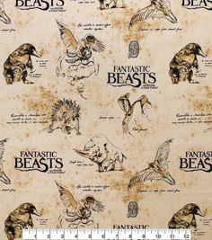 1//2 YARD~QUILTING FANTASTIC BEASTS FABRIC HARRY POTTER~WIZARD~WANDS!
