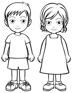 girl and boy outline printable little boy template art for kids template boy