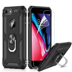Armure Coque iPhone 7 Bo/îtier PC iPhone 8 TPU Double Layer Housse r/ésistant aux Chocs avec Support /à Anneau Rotatif /à 360 degr/és (Argent)