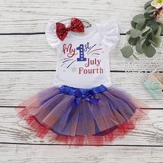 Fourth of July Baby Girls Summer Independence Day Sleeveless Tassel Dress 6M-3Y