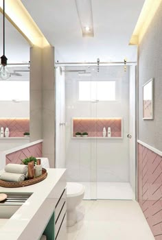 Banheiro pequeno decorado branco e rosa Interior, Bathroom Interior, Home Interior Design, Bathroom Interior Design, Interieur, House Bathroom, Interior Design Boards, New Interior Design