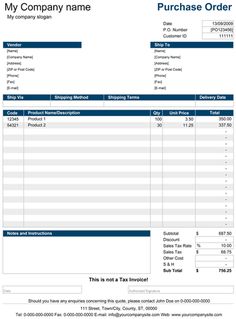 purchase order template excel