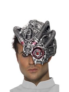 Terminator Inspired Steam Punk Halloween Costume Mask with Bionic Eyepiece Gears