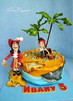 12 Piece PIRATE Yo Ho Yo Ho Birthday Cake Topper Set Featuring Random Pirate Figures and Decorative Themed Accessories