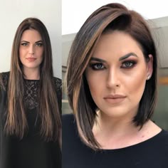 rich and dark with long layers on medium length hair cut hair