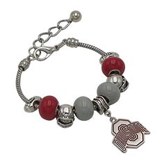 Ohio State Buckeyes Multi Charm Love Football Red Silver Necklace Jewelry OSU