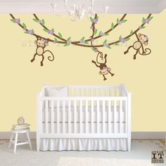27 Best Baby Nursery Gray And Lavender Images On Pinterest Hanging Monkey Wall Decal Vines By Stickitdecaldesigns 49 00 Nursery