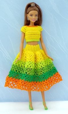 CROCHET KNITTING PATTERN Barbie Fashion doll Bridal gown princess ballgown 1005