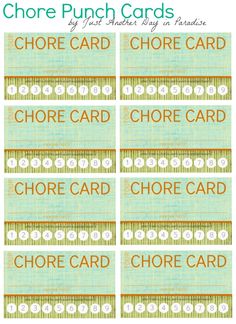 chore punch card template