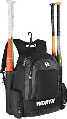New Nike Air Double Play Baseball Softball Dual Bat Bag Backpack Black Worth Baseball Softball Backpack Gear Bag Holds 4 Bats Separate Compartments Color Rip Stop