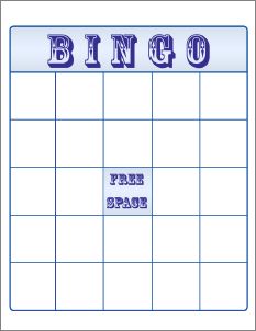 bingo card template word