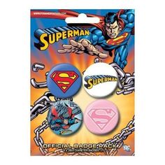 15 x 10 cm Batman Superman DC Comics Paquet De Badges 4 X 25mm /& 2 X 32mm Badges