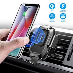 Hinyx Inalámbrico Cargador de coche 3 en 1 rápido 10W Qi Inalámbrico Auto-Sujeción De Carga Coche