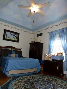50 Best Blue Sky Ceiling Images Mural Painting Tree Murals Boy S Bedroom Vaulted Ceiling With Cloudy Sky Mural And Painted Border Trim