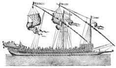 Barbary Corsairs Pirates Galley Ship Boat 7x5 Inch Print