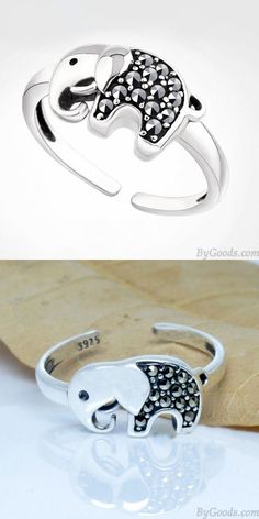 2pcs Lovely Elephant Anneau New Fashion Women Silver Lucky Love Simple Bijoux U