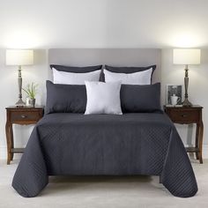 Bianca Milton Charcoal 3-Pce Coverlet Set Single Double|Queen King|Super King