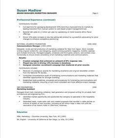 marketing sample resumes