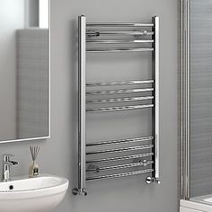 Acute Mirror Chrome Towel Radiator H 420mm W 600mm Chrome Designer Curved Towel Rail Radiator Heated Bathroom Warmer 1000 X 600 Mm