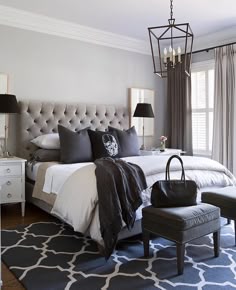 Beautiful Bed Bedroom Black Blue Cozy Curtains Dark Black White And Every Shade In Between Very Cool Bedroom By Sneller Custom Homes