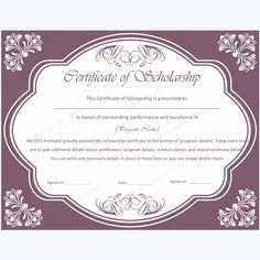 printable scholarship certificate