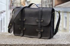 Leather briefcase menMessenger bag womenMonogram crossbody purse3 colorsPERSONALIZEDPull-up leather