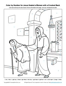 Jesus Healed A Woman With Crooked Back Color By Number Page Coloring Pages For KidsColoring BooksBible