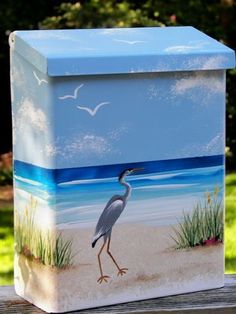 22 Best Tropical Mailbo Images Painted Bo Large Wall Mount Handpainted Mailbox Beach Decor Heron