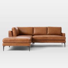 Florence Mid Century Modern Right Sectional Sofa Cognac 