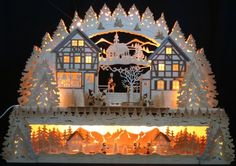 Excl.3D-Schwibbogen-Erhöhung Sockel Bergdorf Erzgebirge NEU Lichterbogen