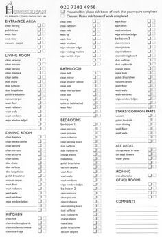 house cleaning forms free