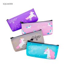 Pulama Large Capacity Pencil Case 3D Print Canvas Pencil Holder Office School Organizer Pouch Unicon Family