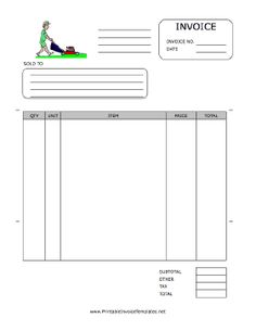 a printable invoice for use by a landscaping or yard maintenance firm featuring a full - Free Printable Invoice a printable invoice for use by a landscaping or yard maintenance firm featuring a full - Free Printable Invoice