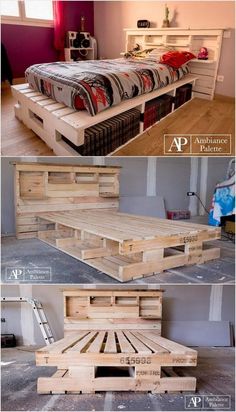 There are a couple of houses who do favor the access of using the pallet bed with storage, headboard and shelves. But the houses who don’t utilize it they are for sure not much aware from the benefits of such style of beds. It is two in one helping hand as it act as a bed alongside with the headboard storage too with shelves. Interior, Design, Furniture Design, Palette, Deco, Design Case, Home Deco