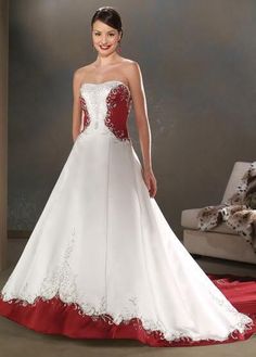 224 Best Red White Wedding Dress Images Bridal Gowns White Wedding Dress With Red Embroidery Empire Waist And