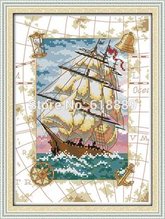 DIY Chart Counted Cross Stitch Patterns Needlework 14 ct Courageous Voyage