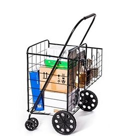 Jumbo Deluxe Folding Shopping Cart With Dual Swivel Wheels Lifestyle Solutions