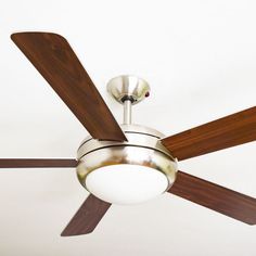 f/ür R/äume bis zu 25m/² Geh/äuse Bronze Antik Wendefl/ügel Walnuss oder Walnuss mit Rattaneinlage 132 cm Deckenventilator ohne Beleuchtung Potkuri