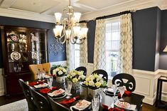 Formal Dining Room Color Schemes trimmed framing around room opening and chair rail in dining room Formal Dining Room Color Schemes trimmed framing around room opening and chair rail in dining room