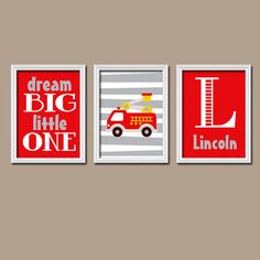 77 Best Fire Truck Kids Room Images On Pinterest Firefighters Fire Truck Wall Art Nursery Decor Canvas Or Prints Boy Bedroom Fireman Artwork Set Of 3