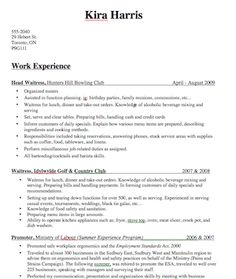 bartending resumes